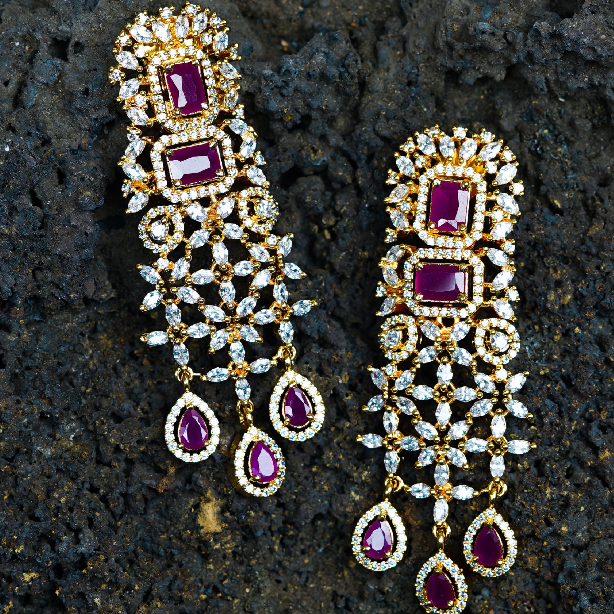 Light weight minakari earring pink with pearl maatal  Maatshi