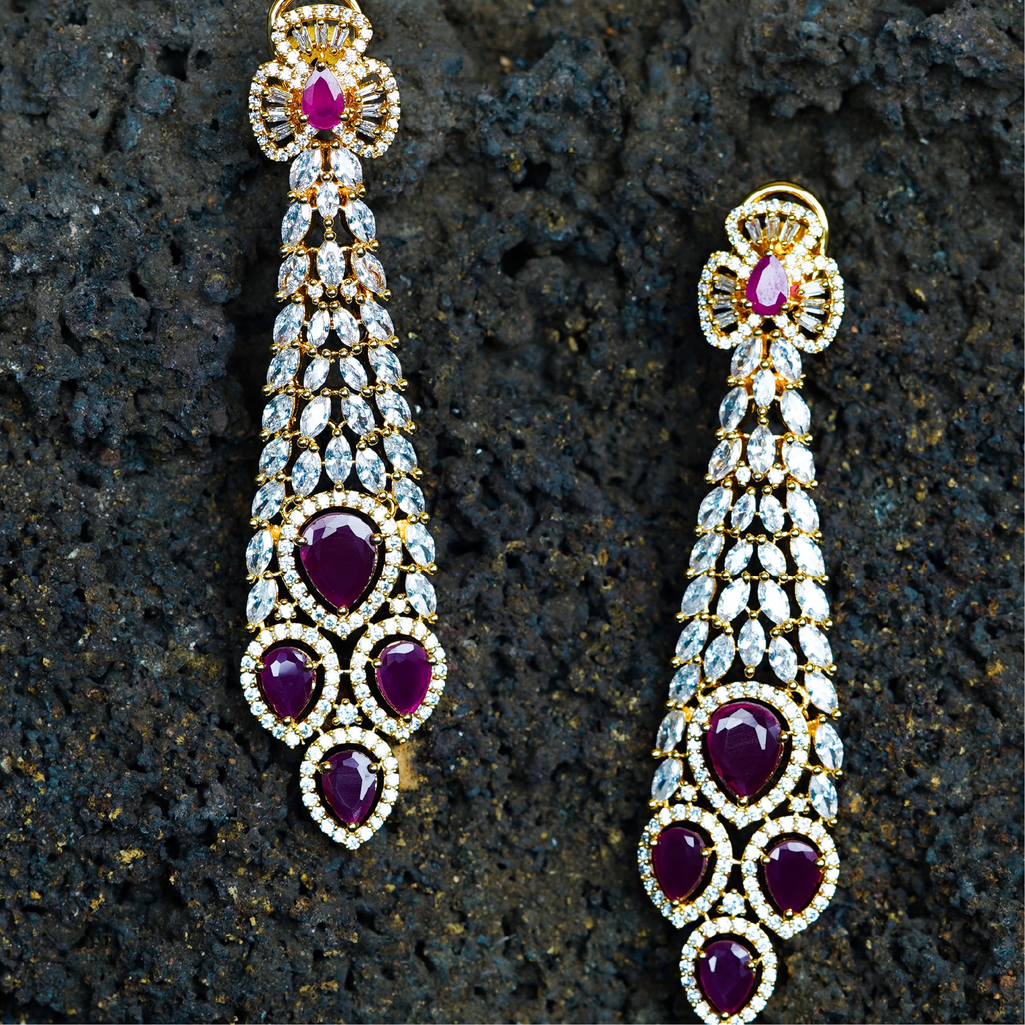 Buy The Spirited Gold Stud Earrings with Amethyst Online in India | Zariin