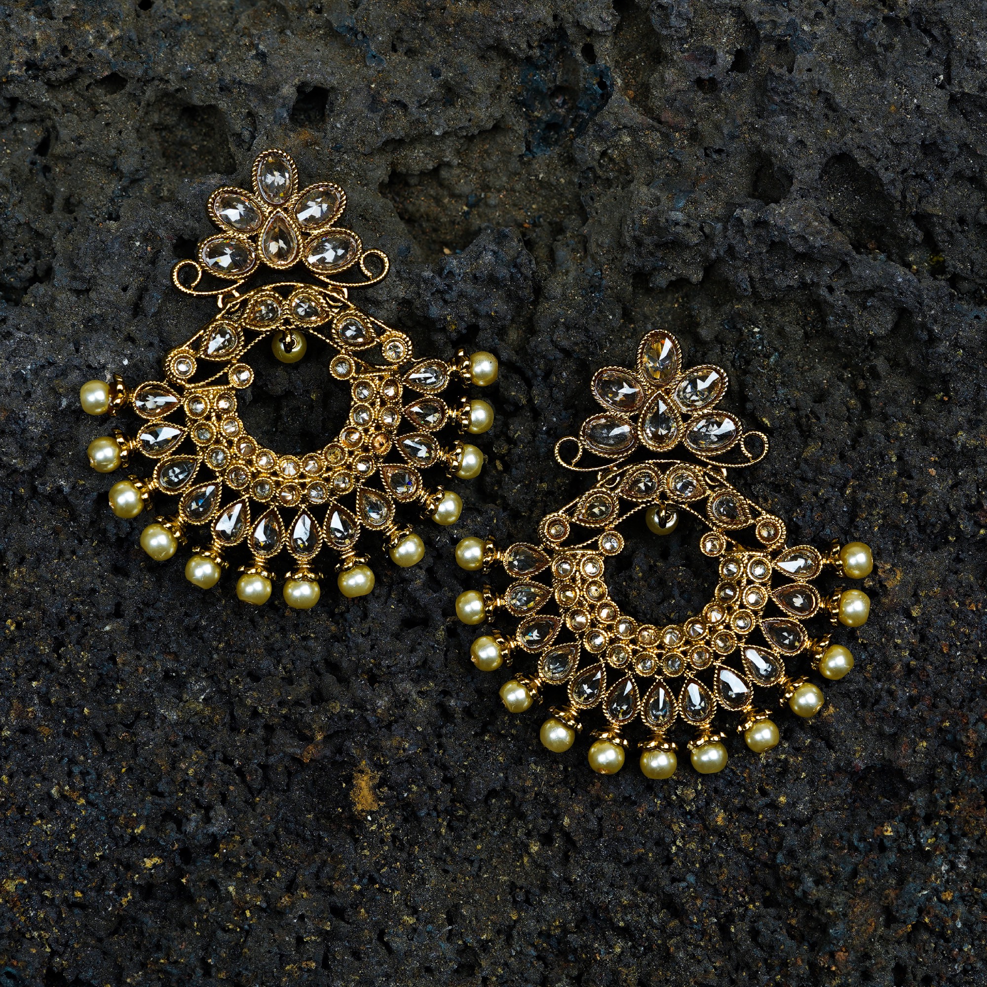 Party Wear White Stone Earrings – Sulbha Fashions