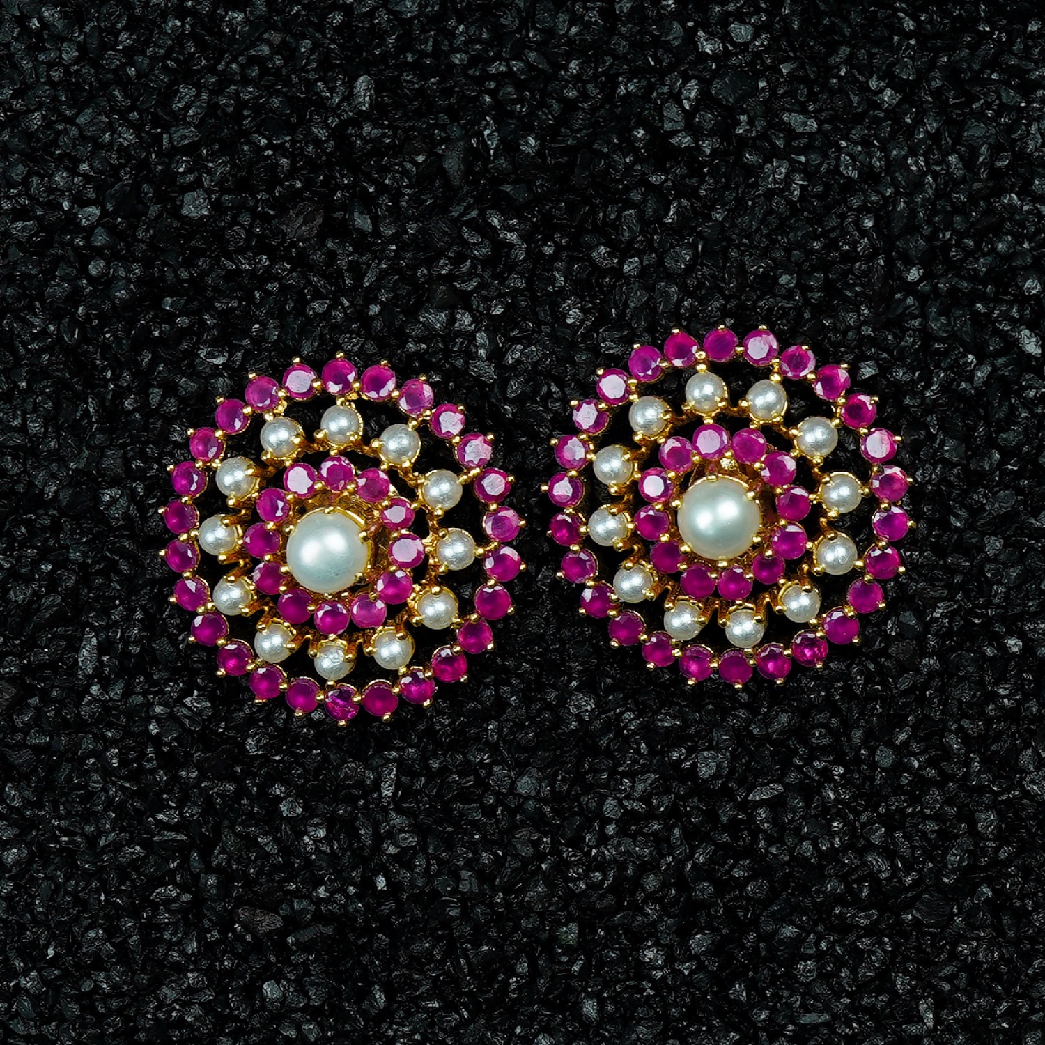 AD White And Pink Stone Gold Stud Earring Design For Ladies ER2522 | Stone  gold, Designer earrings, Pink stone