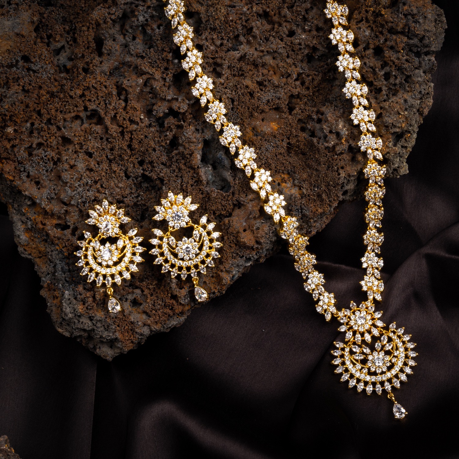White Stone Haram With Matching Earrings Jhillmill Fashion Jewellery