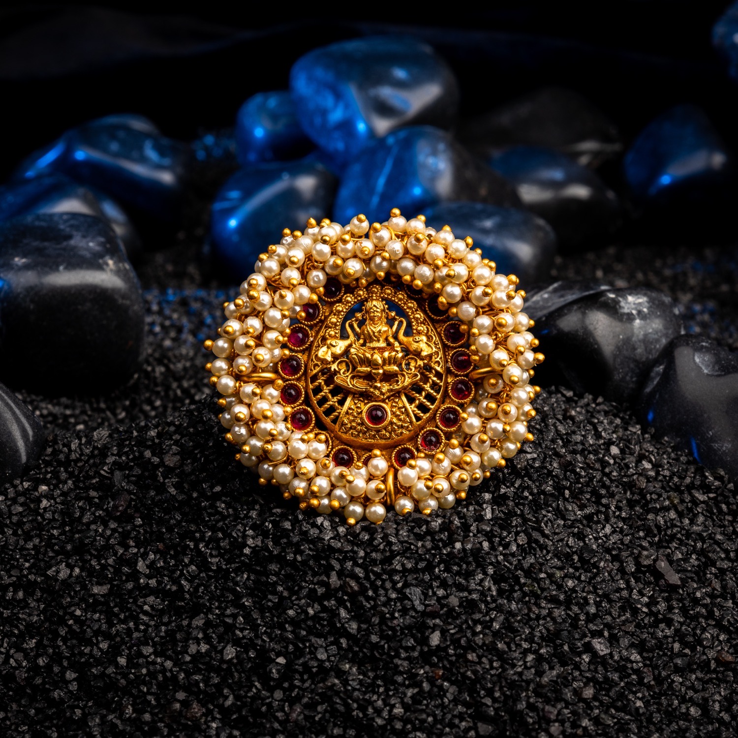Maha Laxmi Two-Tone Gold Ring | Raj Jewels